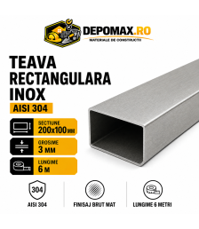 Teava rectangulara inox AISI 304, 200 x 100 x 3 mm, 6 metri